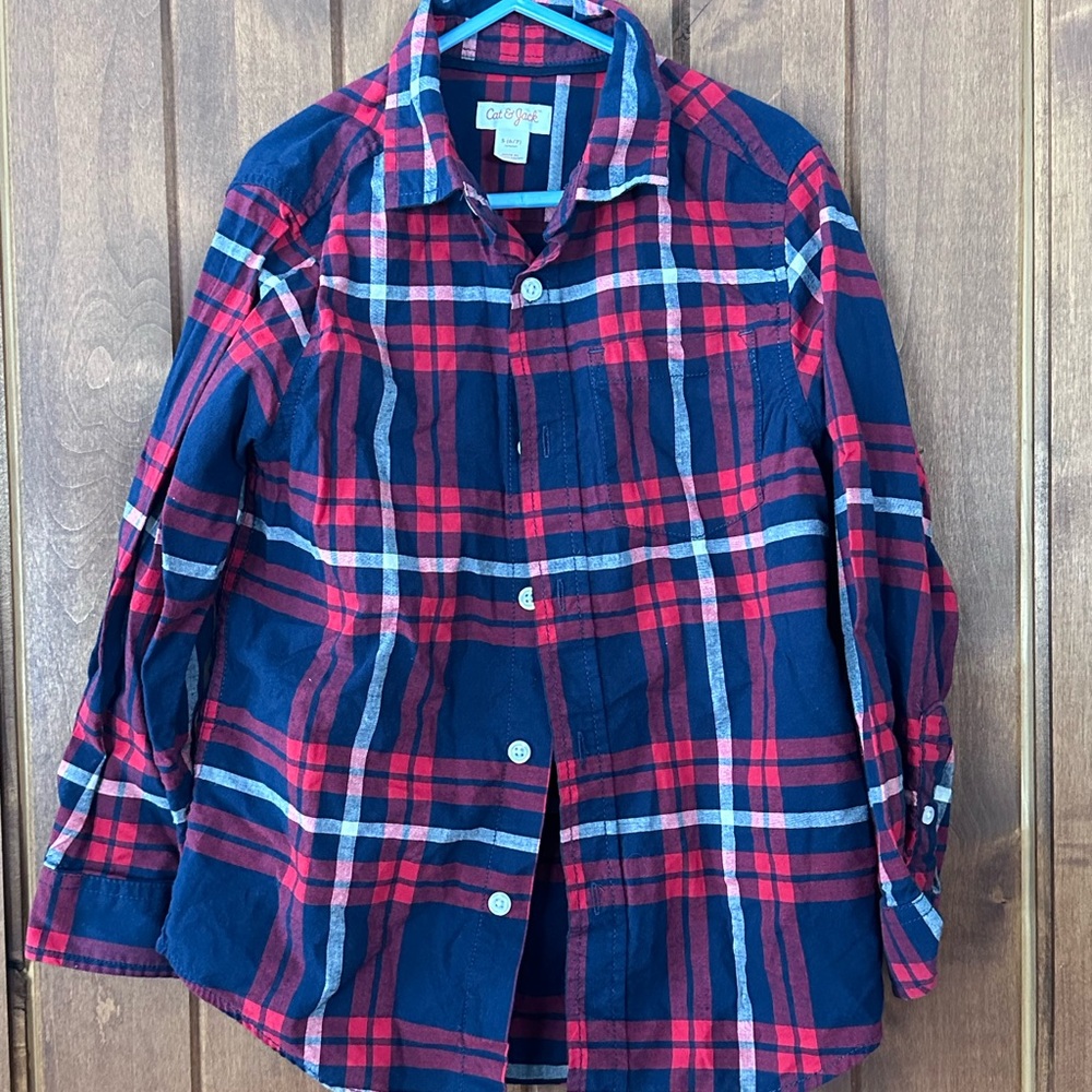 Cat & Jack Red and Blue Plaid Shirt